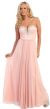 Strapless Long Formal Prom Dress with Lace & Rhinestones in Blush
